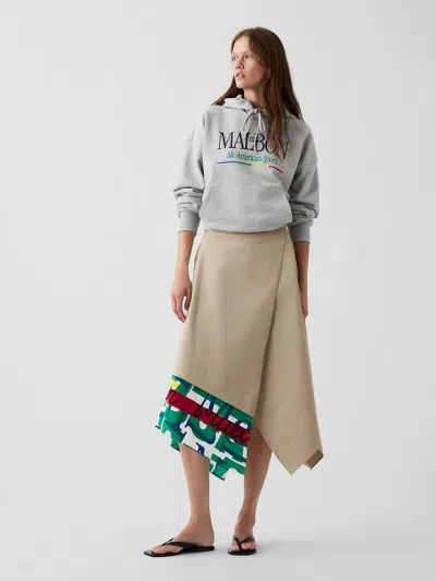 Gap × Malbon Twill Handkerchief Maxi Skirt In Khaki