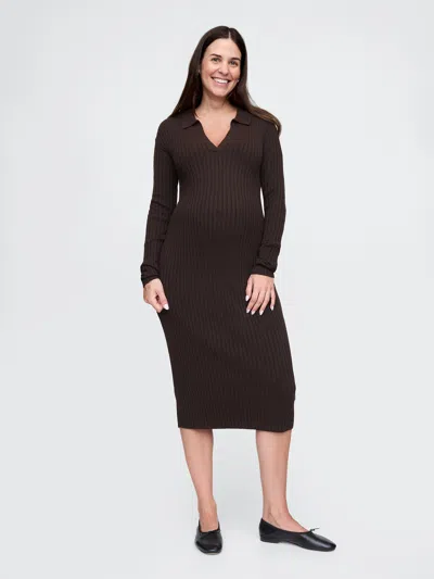 Gap Maternity Cashsoft Midi Sweater Dress In Terra Brown