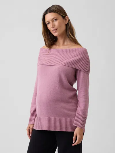 Gap Maternity Cashsoft Off-shoulder Sweater In Wispy Mauve