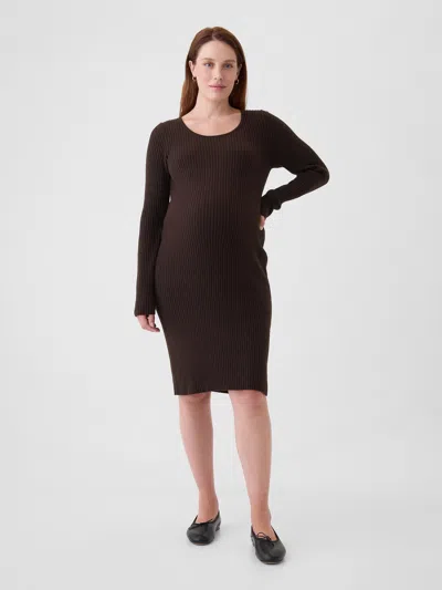 Gap Maternity Cashsoft Rib Midi Sweater Dress In Terra Brown