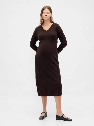 Gap Maternity Cashsoft V-neck Sweater Dress In Purple