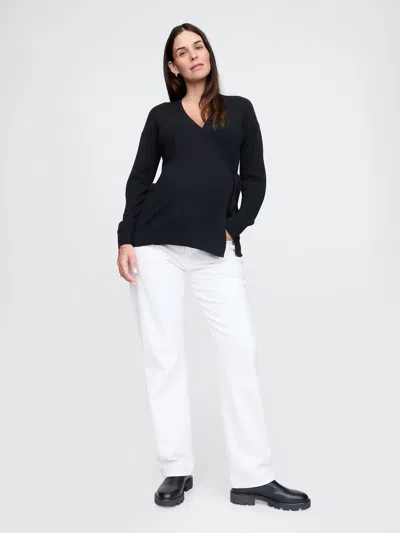 Gap Maternity Cashsoft Wrap Sweater In Black