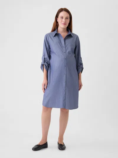 Gap Maternity Chambray Shirtdress In Medium Wash