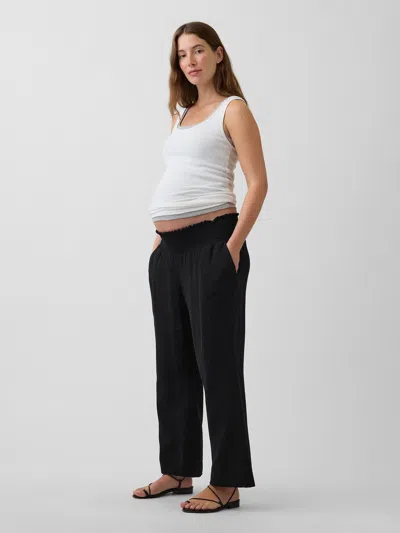Gap Maternity Cotton Gauze Full Panel Pants In Black
