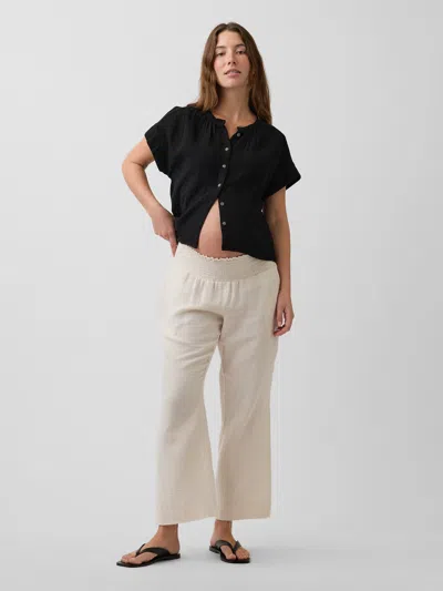Gap Maternity Cotton Gauze Full Panel Pants In Brown