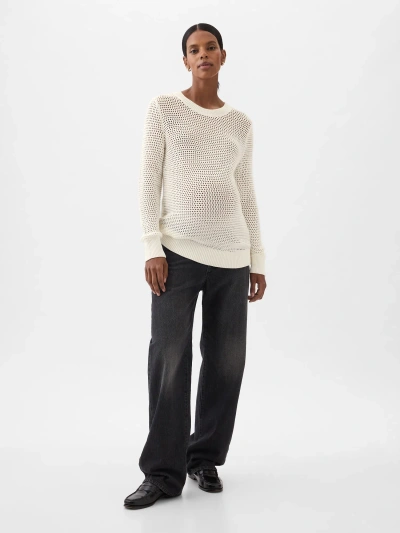 Gap Maternity Crochet Sweater In Off White