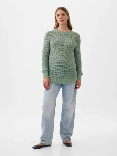 Gap Maternity Crochet Sweater In Sage Green