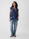 Gap Maternity Flutter Sleeve Shirt In Blue Floral