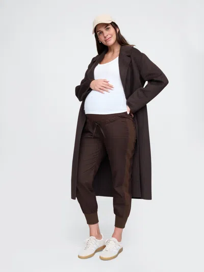 Gap Maternity Full Panel Joggers In Terra Brown