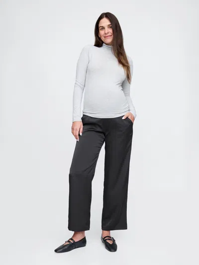 Gap Maternity Full Panel Satin Trousers In Black