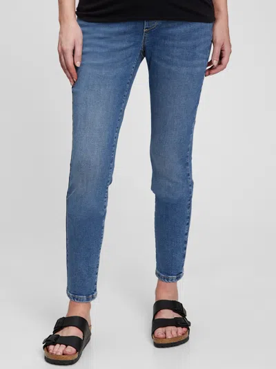Gap Maternity Full Panel Skinny Jeans With Washwell In Medium Wash