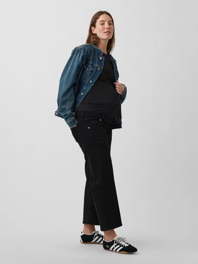 Gap Maternity Full Panel Wide-leg Jeans In Black