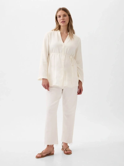 Gap Maternity Linen-blend Shirt In Off White