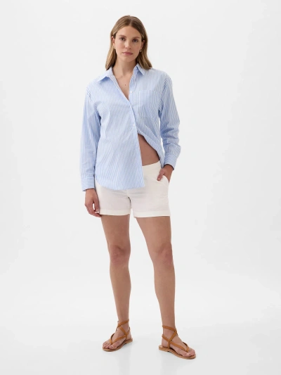 Gap Maternity Linen-cotton Shorts In Off White