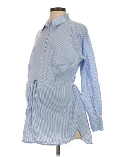 Pre-owned Gap - Maternity Long Sleeve Button Down Shirt In Blue