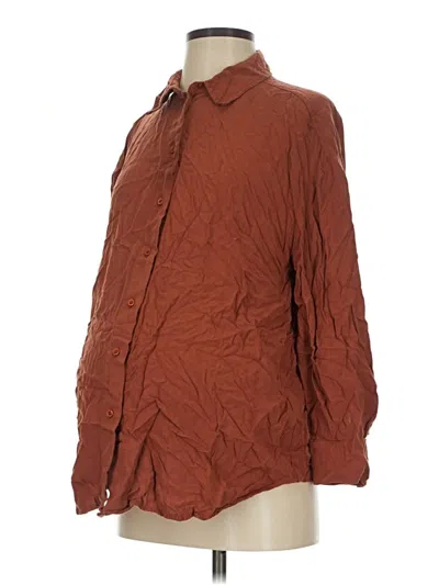Pre-owned Gap - Maternity Long Sleeve Button Down Shirt In Brown