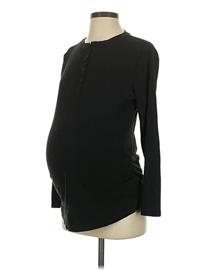 Pre-owned Gap - Maternity Long Sleeve Henley Shirt In Black