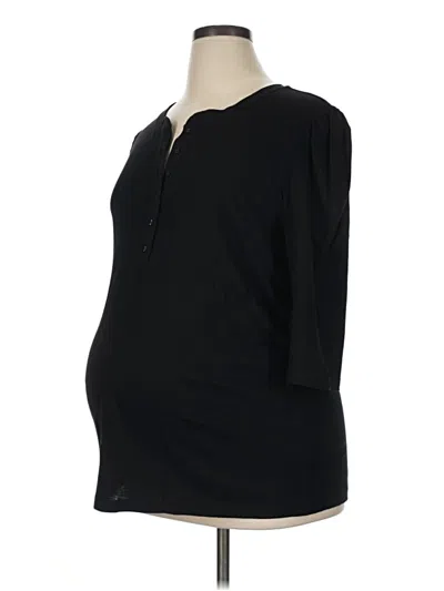 Pre-owned Gap - Maternity Long Sleeve Henley Shirt In Black