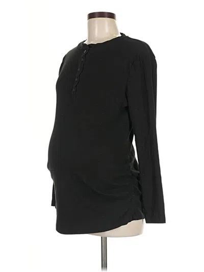 Pre-owned Gap - Maternity Long Sleeve Henley Shirt In Black
