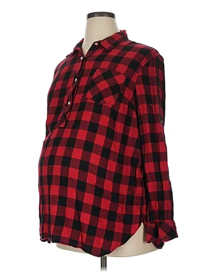 Pre-owned Gap - Maternity Long Sleeve Polo Shirt In Red