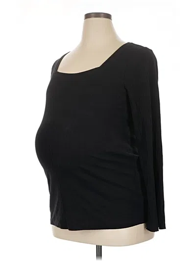 Pre-owned Gap - Maternity Long Sleeve Top Black Scoop Neck Tops