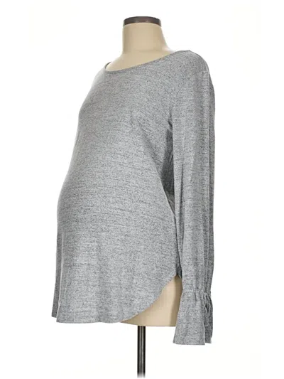Pre-owned Gap - Maternity Long Sleeve Top Gray Scoop Neck Tops