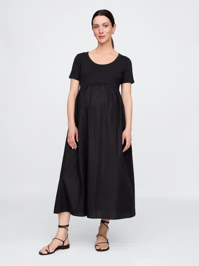 Gap Maternity Mixed Media Maxi Dress In Black