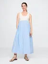 Gap Maternity Mixed Media Maxi Dress In Blue White Stripe