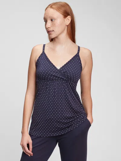Gap Maternity Modal Sleep Cami In Navy Blue Hearts