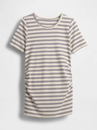 Gap Maternity Modern Crewneck T-shirt In Off White & Navy Blue Stripe