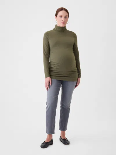 Gap Maternity Modern Turtleneck Shirt In Olive Green