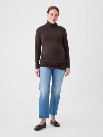 Gap Maternity Modern Turtleneck Shirt In Terra Brown