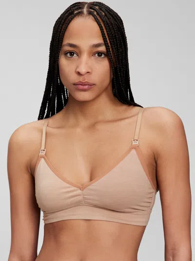 Gap Maternity Organic Cotton Nursing Bra In Cafe Au Lait Beige