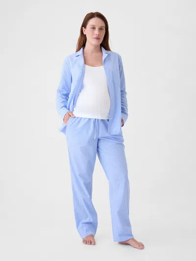 Gap Maternity Poplin Pj Set In Blue Stripe