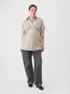 Gap Maternity Popover Shirt In Chino Beige
