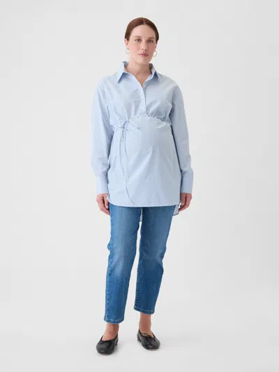 Gap Maternity Popover Shirt In Light Blue Stripe