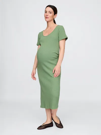 Gap Maternity Rib Midi Dress In Twig