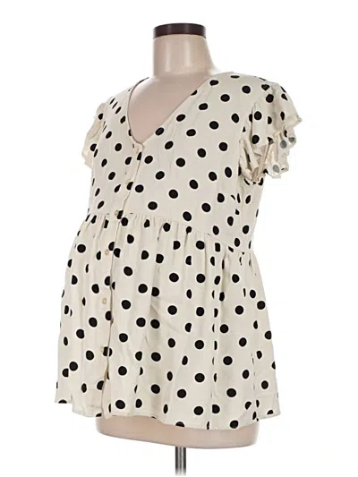 Pre-owned Gap - Maternity Short Sleeve Blouse In Ivory
