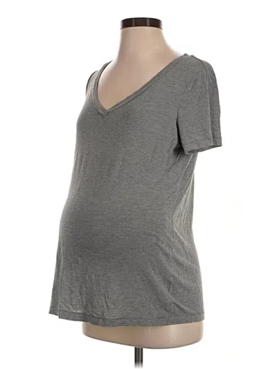 Pre-owned Gap - Maternity Short Sleeve Top Gray V-neck Tops