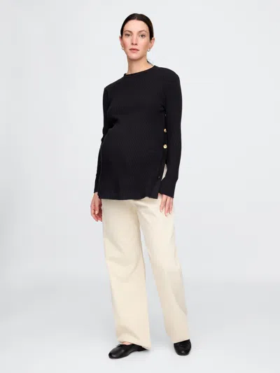 Gap Maternity Side-button Rib Sweater In Black