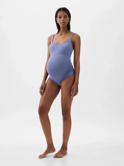 Gap Maternity Square Neck One-piece Swimsuit In Larkspur Blue