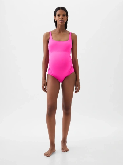 Gap Maternity Square Neck One-piece Swimsuit In Phoebe Pink