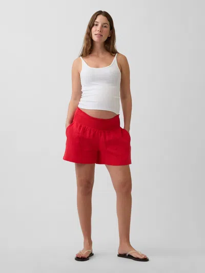 Gap Maternity Under Belly Easy Shorts In Red