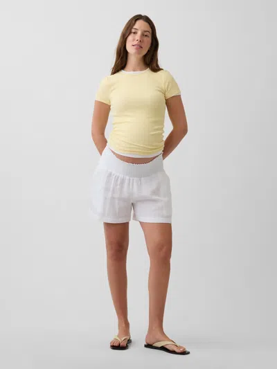 Gap Maternity Under Belly Easy Shorts In White
