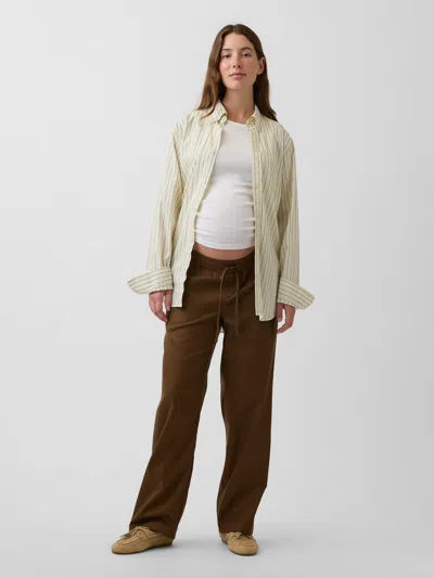 Gap Maternity Under Belly Twill Pants In Brown