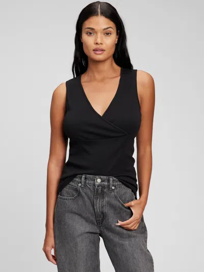 Gap Maternity Organic Cotton V-neck Nursing Tank Top In Black