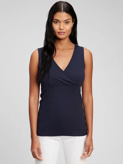 Gap Maternity Organic Cotton V-neck Nursing Tank Top In Navy Uniform
