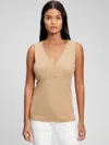 Gap Maternity Organic Cotton V-neck Nursing Tank Top In Sand
