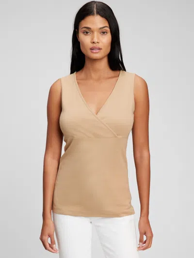 Gap Maternity Organic Cotton V-neck Nursing Tank Top In Sand