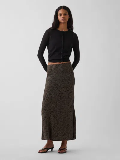 Gap Maxi Slip Skirt In Brown Leopard Print